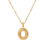 Colore oro / Collana con ciondolo da donna in acciaio inossidabile placcato Colore oro , stile casual semplice, a forma di lettera O, 1 pezzo Immagine15